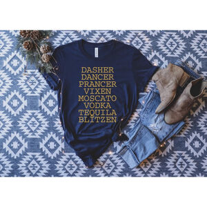 Holiday Graphic Short Sleeve Tee Size XL Navy Gold